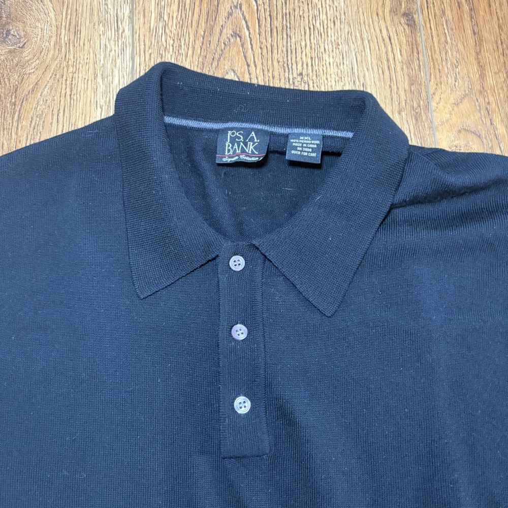 Jos. A. Bank Signature Collection 100% Merino Wool Polo Sweater Black Mens XXL - Picture 3 of 9